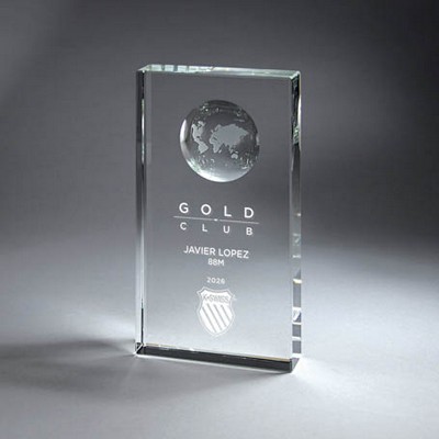 Crystal Tablet with Globe (Large)