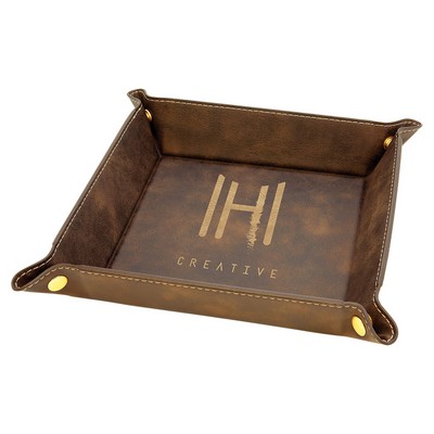 Snap Up Tray, Rustic Faux Leather, 6 x 6"