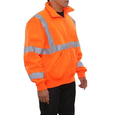 Reflective Apparel™ Front Zipper Closure Hooded Sweatshirt w/Detachable Hood