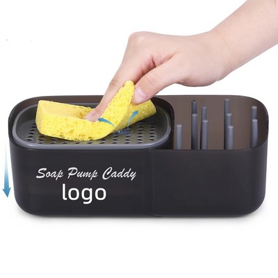 Soap Dispenser for Kitchen, Dish Soap Dispenser and Sponge Holder 2" 1, Kitchen Soap Pump Dispense