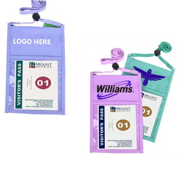 Large Non-Woven Neck Wallet w/Adjustable 3/8" Lanyard