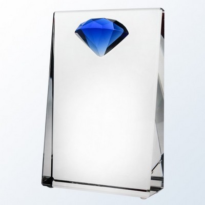 Blue Diamond Wedge Crystal Award, 6"H