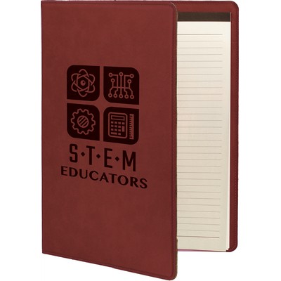 9 1/2" x 12" Rose Leatherette Portfolio with Notepad
