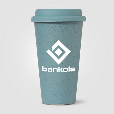 Equator - 9 oz. Double Wall Ceramic Tumbler with Silicone Lid - Silkscreen