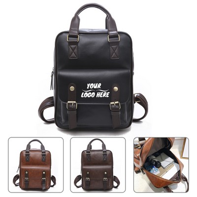 Sleek PU Leather Waterproof Backpack