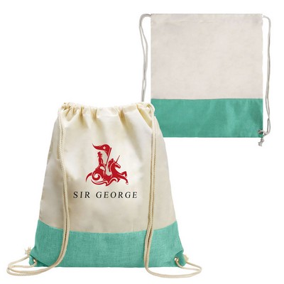 Two Tone Burlap Drawstring Bag