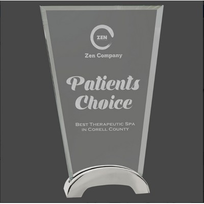 7.5" Fan Platinum Glass Award w/ Metal Arch Base