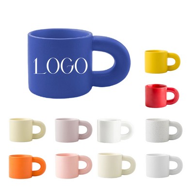 Creative Big Handle Chubby Mark Ceramic Mug