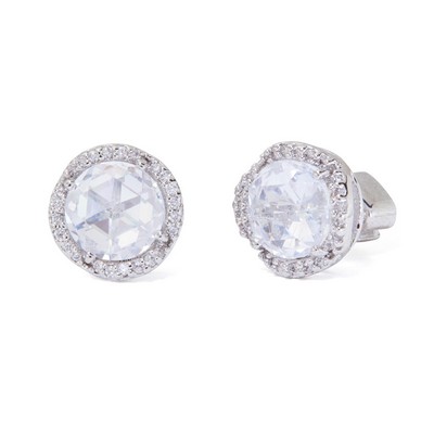 kate spade new york That Sparkle Pave Round Large Studs - Clear Silver