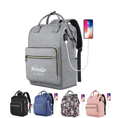 Water-resistant Travel Backpack with USB Charging Port