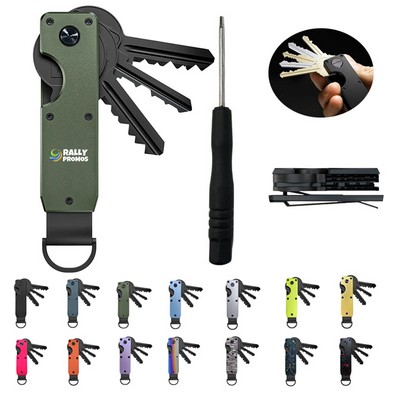 Minimalist Compact Metallic Key Organizer Holder Keychain Secures