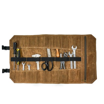 Waxed Canvas Tool Roll Organizer