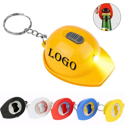Mini LED Safety Helmet Keychain w/Bottle Opener