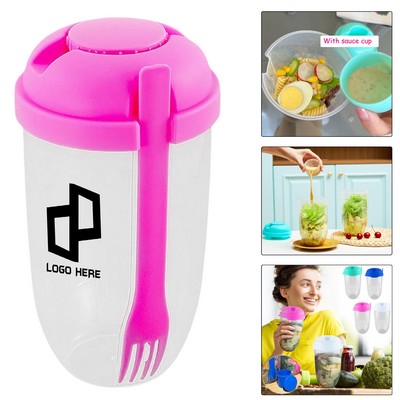 34Oz Salad Cup W/ Sauce Cup And Fork