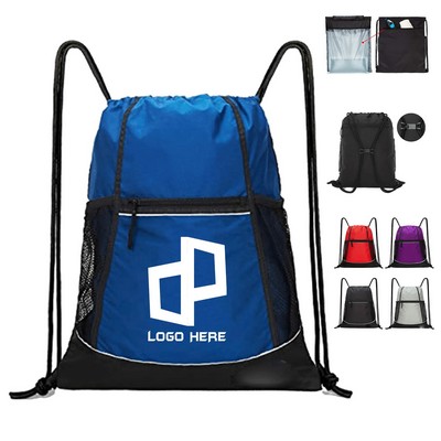 14.57X17.5" Nylon Drawstring Backpack