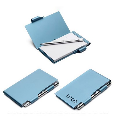 Pocket Aluminum Memo Pad Holder with Ballpoint Pen