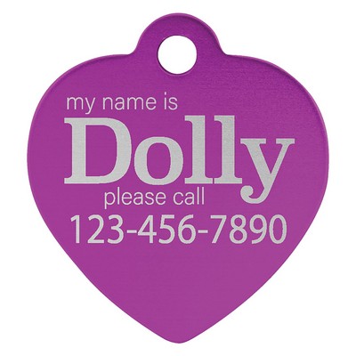 Anodized Aluminum Purple Heart Pet Tags, Engraved, 1" x 1"