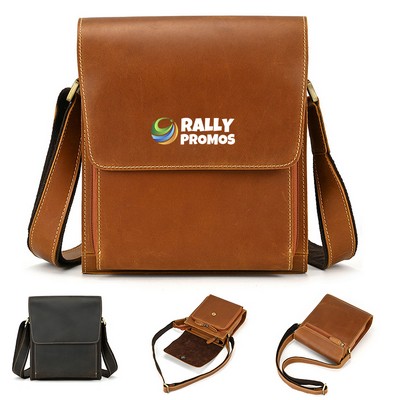 Crazy Horse Leather Shoulder Messenger Bag Vintage Crossbody Satchel Bag