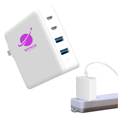 Foldable Travel Quick Charger with Four Port Plug