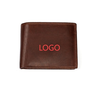 RFID Blocking Genuine Leather Bifold Wallet for Men