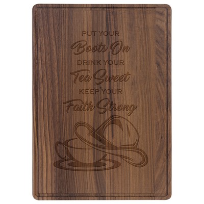 Walnut Cutting Board with Drip Ring, 13 3/4" x 9 3/4"