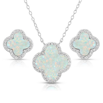 Jilco Inc Opal Earrings & Necklace Set