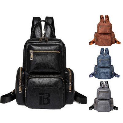 PU Leather Convertible Crossbody Backpack