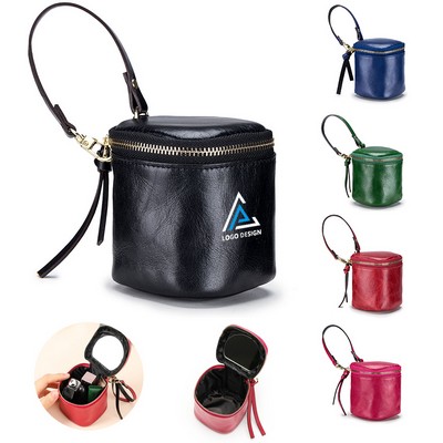 Mini Vintage Lipstick Coin Bucket Leather Bag