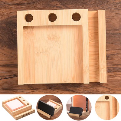 Multi functional Bamboo Desk Organizer With Phone Stand