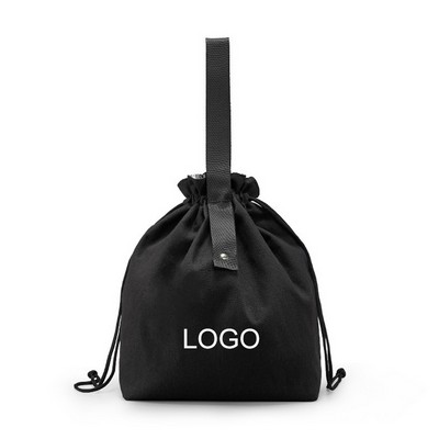 Canvas Insulated Lunch Bag - Drawstring Closure, Portable Thermal Tote for Meals