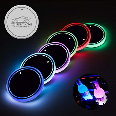 LED Car Coasters USB Rechargeable Luminescent Light Cup Pad