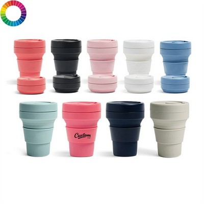 Collapsible Silicone Travel Cup - Food-Grade Leakproof Straw Mug for Camping Hiking