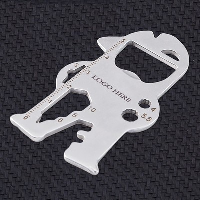 Multi-Purpose Stainless Steel Keychain Multitool with Bottle Opener Wrench Screwdrivers Ruler