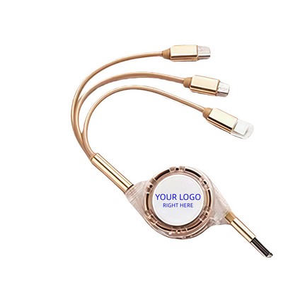 Multi 3-in-1 Mobile Retractable USB Charging and Data Cable