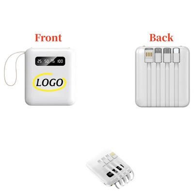 5000mAh Power Bank with Built-In Cables