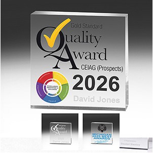 2 1/2" x 2 1/2" x 1/2" Mini Square Acrylic Paperweight - (Laser Engraved)