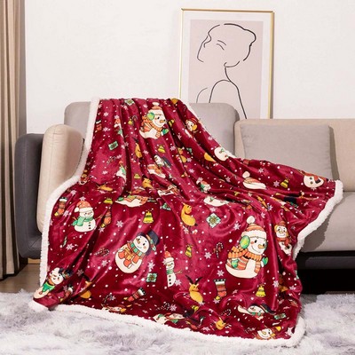 Sherpa Christmas Throw Blanket