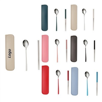 Stainless Steel Portable Utensil Set with Fork Spoon and Chopsticks for On the Go