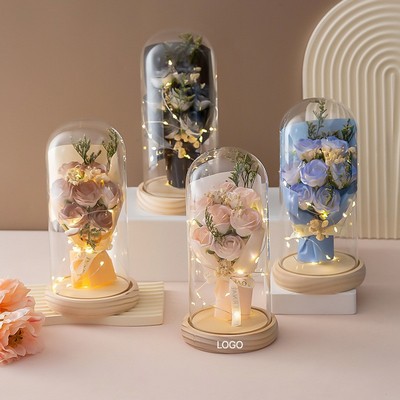 Eternal Preserved Rose in Glass Dome Decor Valentine's Day Gift