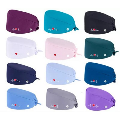 Nurse Scrub Cap With Buttons