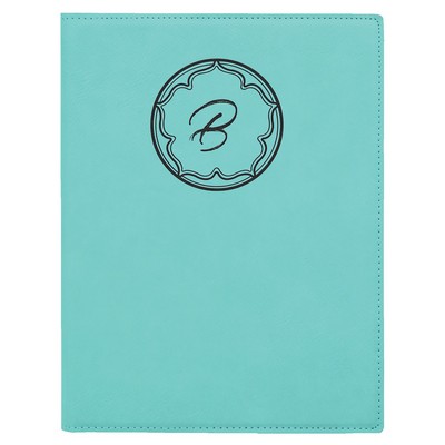 Teal Small Leatherette Portfolio with Lined Notepad - Laser Engraves to Black