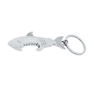 Shark-Shaped Metal Bottle Opener Keychain