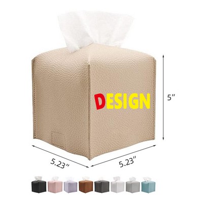 Square PU Leather Tissue Box
