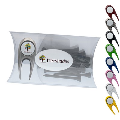 Clear Pillow Pack Golf Gift Set - Classic Divot Repair Tool & Tees