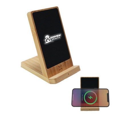 15W Bamboo Desktop Stand Wireless Charger