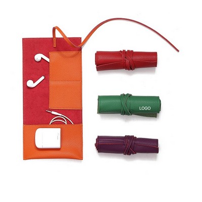 Earbud Pouch Luxury Mini Leather Case for AirPods Stylish Portable Headphone Storage Bag