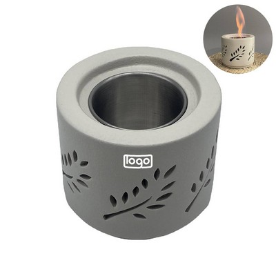 Small Portable Cement Fireplace Indoors