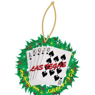 Spades Royal Flush Wreath Ornament w/ Clear Mirror Back (4 Square Inch)