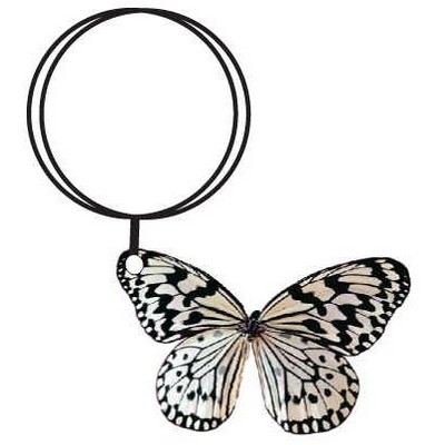 Black & White Butterfly Keychain w/Mirrored Back (8 Square Inch)