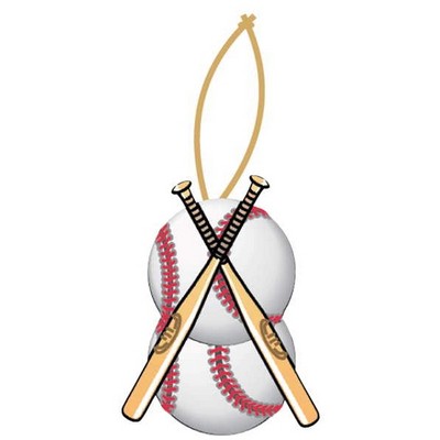 Baseballs & Bats Ornament w/ Clear Mirrored Back (3 Square Inch)